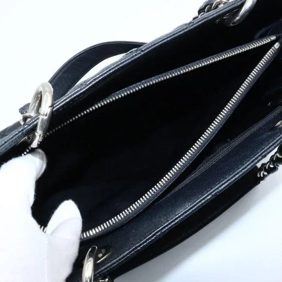 Authentic CHANEL GST Caviar Grand Shopping Tote Quilted Chain Shoulder Bag Purse